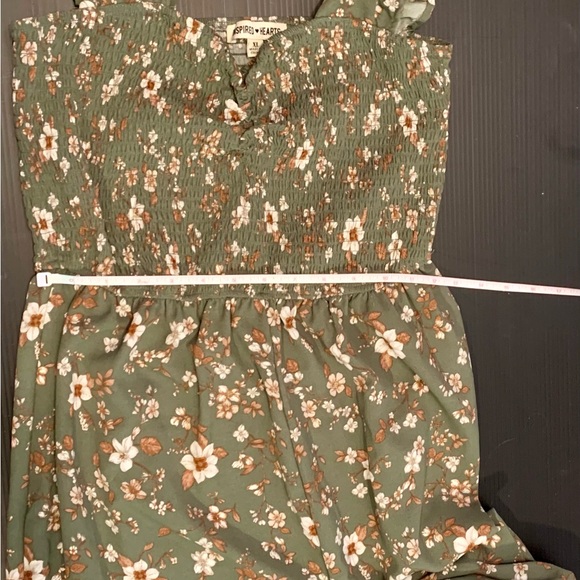 Boho Cottagecore Floral OliveGreen Jumpsuit Wide Legs Size M - Picture 8 of 8